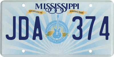 MS license plate JDA374