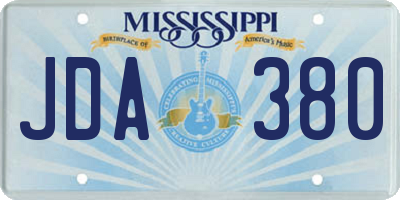MS license plate JDA380