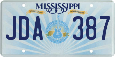 MS license plate JDA387
