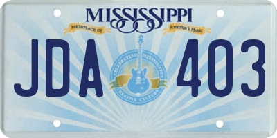 MS license plate JDA403