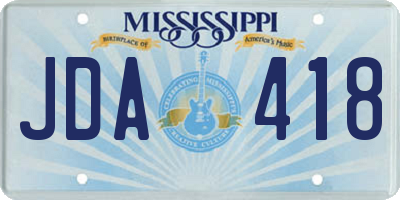 MS license plate JDA418