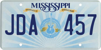 MS license plate JDA457