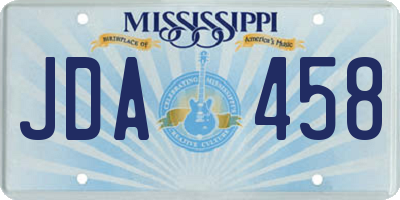 MS license plate JDA458