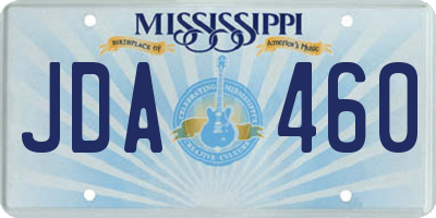 MS license plate JDA460