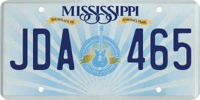 MS license plate JDA465