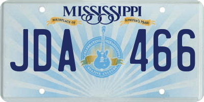 MS license plate JDA466