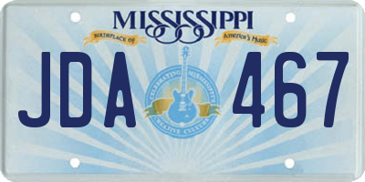 MS license plate JDA467