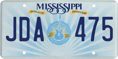 MS license plate JDA475
