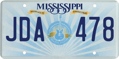 MS license plate JDA478