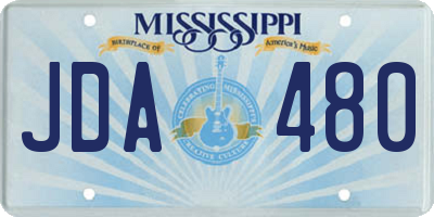 MS license plate JDA480
