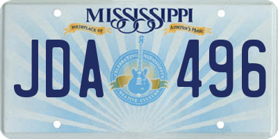 MS license plate JDA496