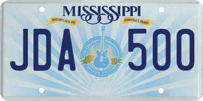 MS license plate JDA500