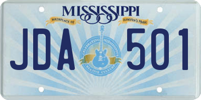 MS license plate JDA501