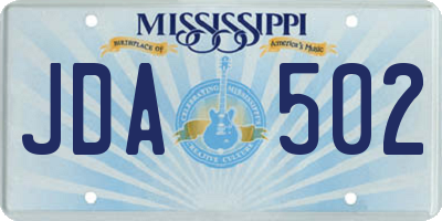 MS license plate JDA502