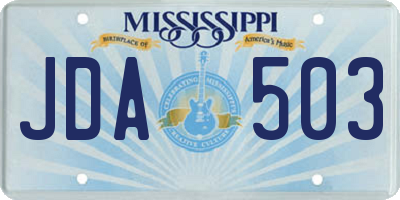 MS license plate JDA503