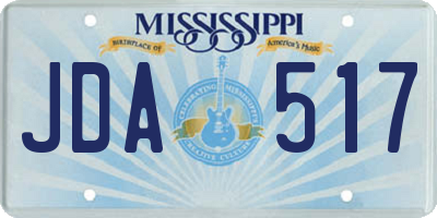 MS license plate JDA517