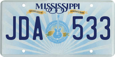 MS license plate JDA533