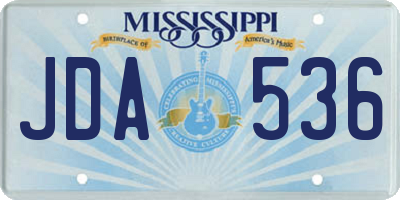 MS license plate JDA536