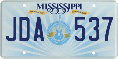 MS license plate JDA537