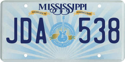 MS license plate JDA538
