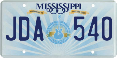 MS license plate JDA540