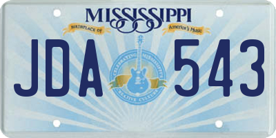 MS license plate JDA543