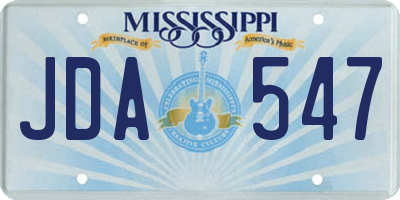 MS license plate JDA547