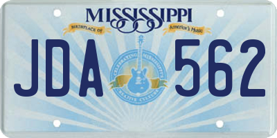 MS license plate JDA562