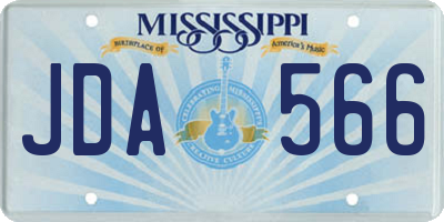 MS license plate JDA566