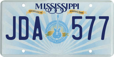 MS license plate JDA577