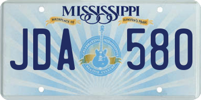 MS license plate JDA580