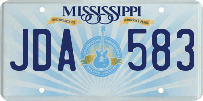 MS license plate JDA583
