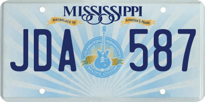 MS license plate JDA587