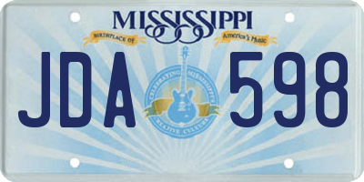 MS license plate JDA598