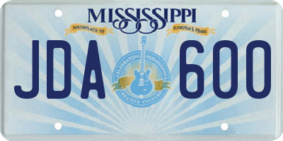 MS license plate JDA600