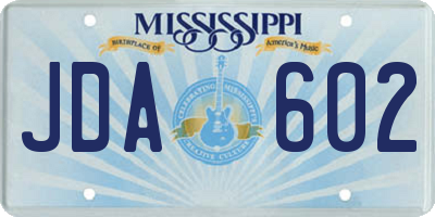 MS license plate JDA602