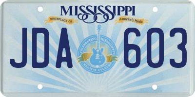MS license plate JDA603