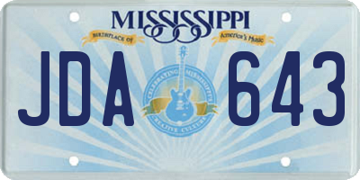 MS license plate JDA643