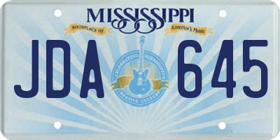 MS license plate JDA645