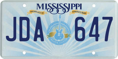 MS license plate JDA647