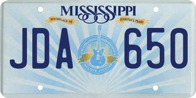 MS license plate JDA650