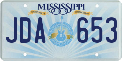 MS license plate JDA653