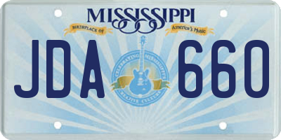 MS license plate JDA660