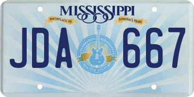 MS license plate JDA667