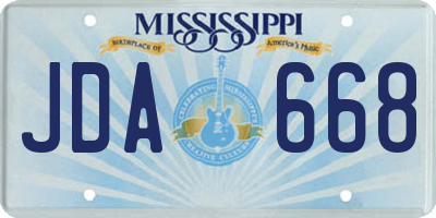 MS license plate JDA668