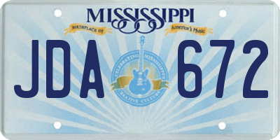 MS license plate JDA672
