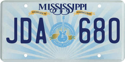 MS license plate JDA680