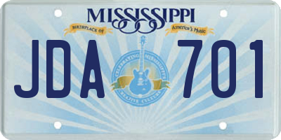 MS license plate JDA701
