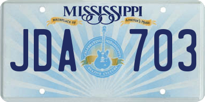 MS license plate JDA703