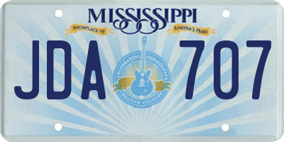 MS license plate JDA707